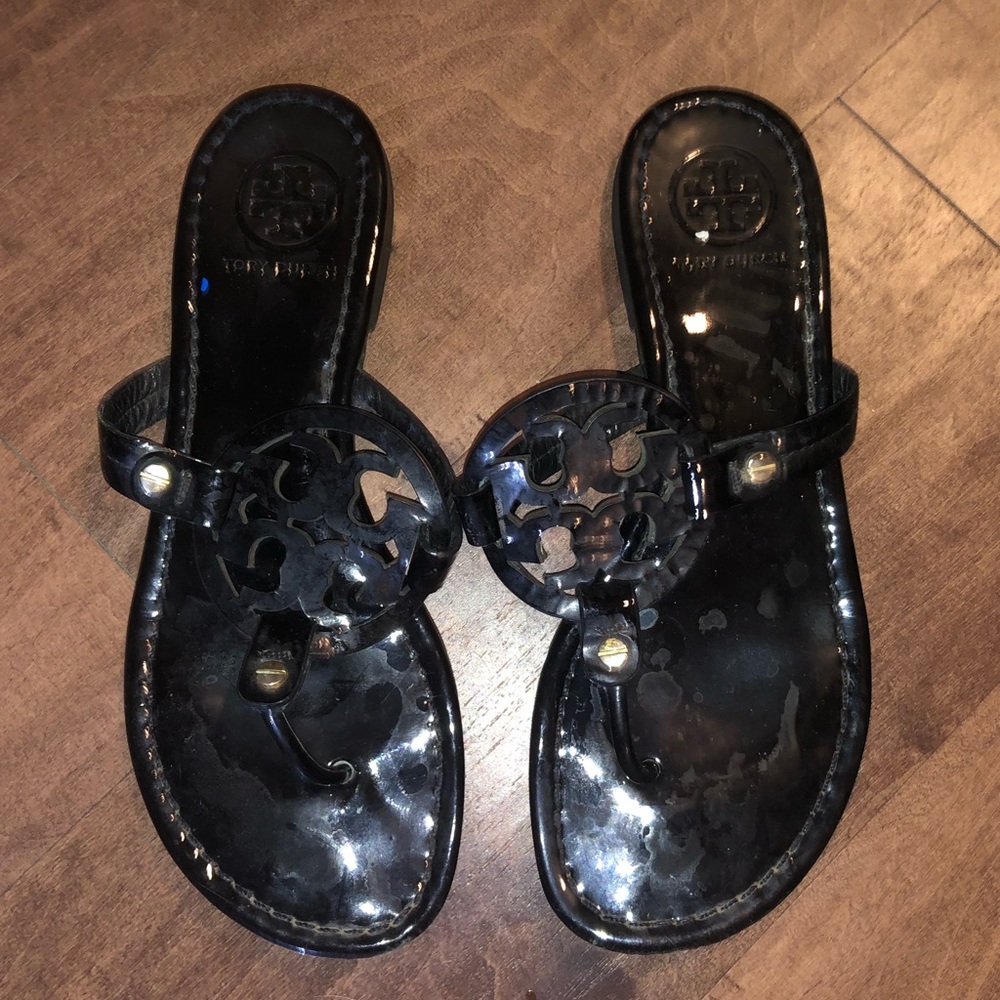 Black Patent Leather Tory Burch Miller Sandals